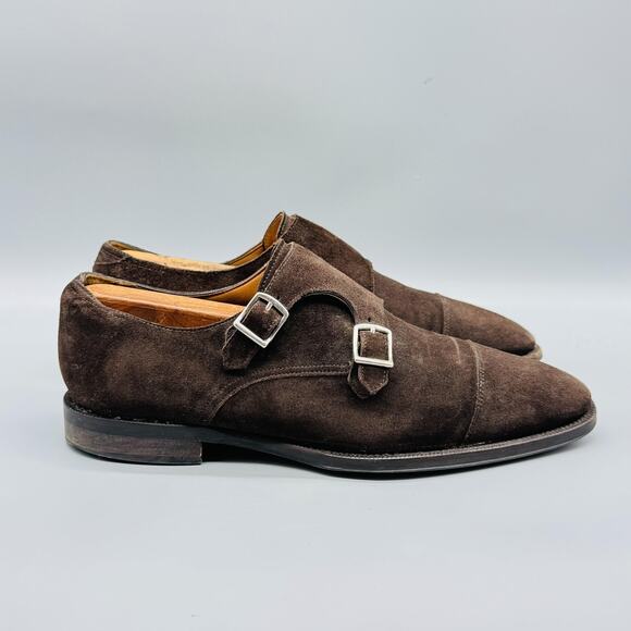 Suitsupply Shoes Mens 7 Brown Suede Double Monk Strap Cap Toe Dress Casual main image 5